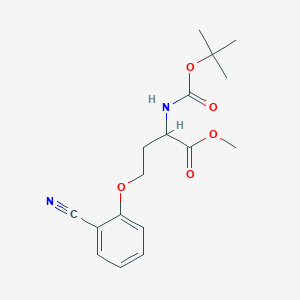 molecular formula C17H22N2O5 B7384375 Methyl 4-(2-cyanophenoxy)-2-[(2-methylpropan-2-yl)oxycarbonylamino]butanoate 