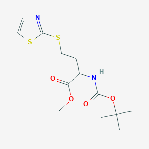 molecular formula C13H20N2O4S2 B7384386 Methyl 2-[(2-methylpropan-2-yl)oxycarbonylamino]-4-(1,3-thiazol-2-ylsulfanyl)butanoate 