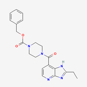 molecular formula C21H23N5O3 B7384616 benzyl 4-(2-ethyl-1H-imidazo[4,5-b]pyridine-7-carbonyl)piperazine-1-carboxylate 