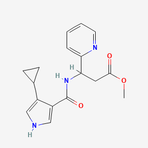 molecular formula C17H19N3O3 B7385069 methyl 3-[(4-cyclopropyl-1H-pyrrole-3-carbonyl)amino]-3-pyridin-2-ylpropanoate 