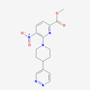 molecular formula C16H17N5O4 B7385085 Methyl 5-nitro-6-(4-pyridazin-4-ylpiperidin-1-yl)pyridine-2-carboxylate 