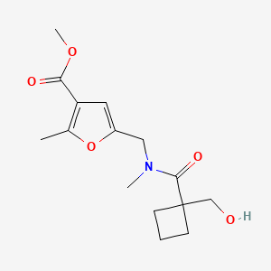 molecular formula C15H21NO5 B7385769 Methyl 5-[[[1-(hydroxymethyl)cyclobutanecarbonyl]-methylamino]methyl]-2-methylfuran-3-carboxylate 