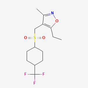 5-Ethyl-3-methyl-4-[[4-(trifluoromethyl)cyclohexyl]sulfonylmethyl]-1,2-oxazole