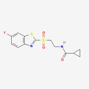 N-[2-[(6-fluoro-1,3-benzothiazol-2-yl)sulfonyl]ethyl]cyclopropanecarboxamide