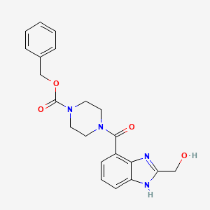 molecular formula C21H22N4O4 B7395998 benzyl 4-[2-(hydroxymethyl)-1H-benzimidazole-4-carbonyl]piperazine-1-carboxylate 