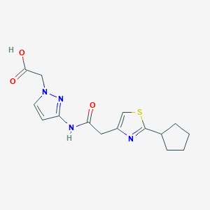 2-[3-[[2-(2-Cyclopentyl-1,3-thiazol-4-yl)acetyl]amino]pyrazol-1-yl]acetic acid