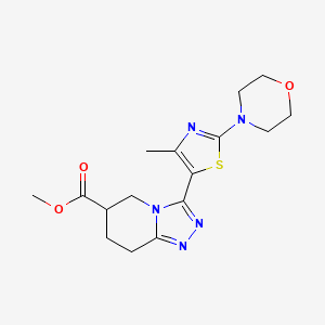 molecular formula C16H21N5O3S B7397233 Methyl 3-(4-methyl-2-morpholin-4-yl-1,3-thiazol-5-yl)-5,6,7,8-tetrahydro-[1,2,4]triazolo[4,3-a]pyridine-6-carboxylate 