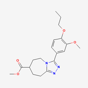 molecular formula C19H25N3O4 B7397251 methyl 3-(3-methoxy-4-propoxyphenyl)-6,7,8,9-tetrahydro-5H-[1,2,4]triazolo[4,3-a]azepine-7-carboxylate 