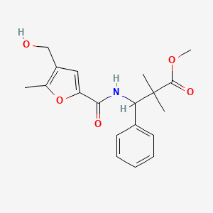 molecular formula C19H23NO5 B7397470 Methyl 3-[[4-(hydroxymethyl)-5-methylfuran-2-carbonyl]amino]-2,2-dimethyl-3-phenylpropanoate 