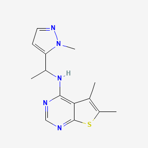 5,6-dimethyl-N-[1-(2-methylpyrazol-3-yl)ethyl]thieno[2,3-d]pyrimidin-4-amine