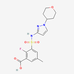 2-Fluoro-5-methyl-3-[[1-(oxan-4-yl)pyrazol-3-yl]sulfamoyl]benzoic acid