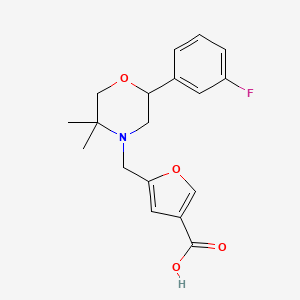 5-[[2-(3-Fluorophenyl)-5,5-dimethylmorpholin-4-yl]methyl]furan-3-carboxylic acid