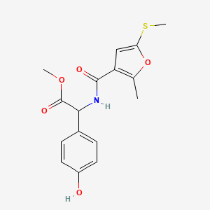 molecular formula C16H17NO5S B7399194 Methyl 2-(4-hydroxyphenyl)-2-[(2-methyl-5-methylsulfanylfuran-3-carbonyl)amino]acetate 