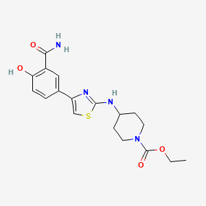 Ethyl 4-[[4-(3-carbamoyl-4-hydroxyphenyl)-1,3-thiazol-2-yl]amino]piperidine-1-carboxylate