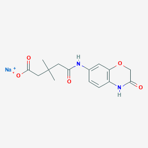 molecular formula C15H17N2NaO5 B7401614 sodium;3,3-dimethyl-5-oxo-5-[(3-oxo-4H-1,4-benzoxazin-7-yl)amino]pentanoate 