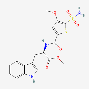 molecular formula C18H19N3O6S2 B7401695 methyl (2R)-3-(1H-indol-3-yl)-2-[(4-methoxy-5-sulfamoylthiophene-2-carbonyl)amino]propanoate 