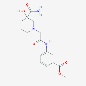 molecular formula C16H21N3O5 B7401862 Methyl 3-[[2-(3-carbamoyl-3-hydroxypiperidin-1-yl)acetyl]amino]benzoate 