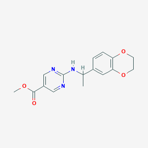 molecular formula C16H17N3O4 B7402178 Methyl 2-[1-(2,3-dihydro-1,4-benzodioxin-6-yl)ethylamino]pyrimidine-5-carboxylate 