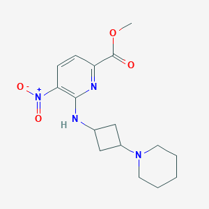 molecular formula C16H22N4O4 B7402180 Methyl 5-nitro-6-[(3-piperidin-1-ylcyclobutyl)amino]pyridine-2-carboxylate 