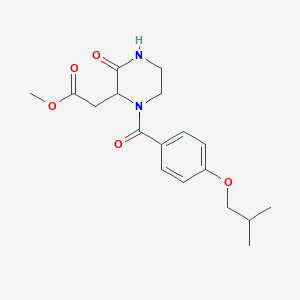 molecular formula C18H24N2O5 B7402283 Methyl 2-[1-[4-(2-methylpropoxy)benzoyl]-3-oxopiperazin-2-yl]acetate 