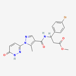 molecular formula C19H18BrN5O4 B7402374 methyl 3-(4-bromophenyl)-3-[[5-methyl-1-(6-oxo-1H-pyridazin-3-yl)pyrazole-4-carbonyl]amino]propanoate 