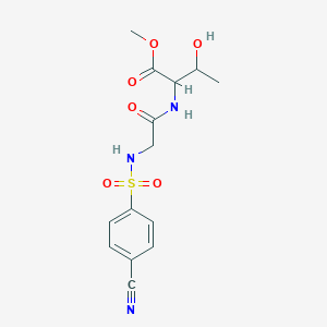 molecular formula C14H17N3O6S B7402862 Methyl 2-[[2-[(4-cyanophenyl)sulfonylamino]acetyl]amino]-3-hydroxybutanoate 