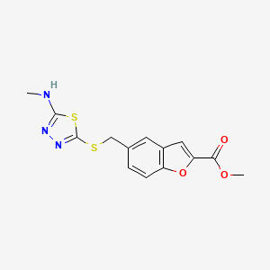 molecular formula C14H13N3O3S2 B7402879 Methyl 5-[[5-(methylamino)-1,3,4-thiadiazol-2-yl]sulfanylmethyl]-1-benzofuran-2-carboxylate 