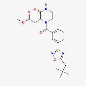 molecular formula C21H26N4O5 B7402899 Methyl 2-[1-[3-[5-(2,2-dimethylpropyl)-1,2,4-oxadiazol-3-yl]benzoyl]-3-oxopiperazin-2-yl]acetate 