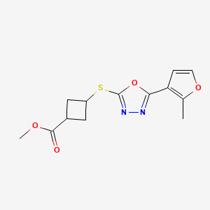 molecular formula C13H14N2O4S B7403029 Methyl 3-[[5-(2-methylfuran-3-yl)-1,3,4-oxadiazol-2-yl]sulfanyl]cyclobutane-1-carboxylate 