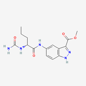 molecular formula C15H19N5O4 B7403134 methyl 5-[[(2R)-2-(carbamoylamino)pentanoyl]amino]-1H-indazole-3-carboxylate 