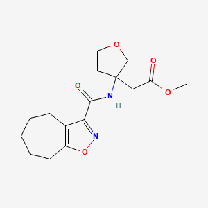 molecular formula C16H22N2O5 B7403172 methyl 2-[3-(5,6,7,8-tetrahydro-4H-cyclohepta[d][1,2]oxazole-3-carbonylamino)oxolan-3-yl]acetate 