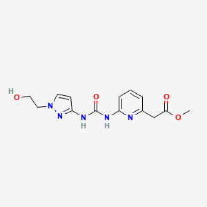 molecular formula C14H17N5O4 B7403353 Methyl 2-[6-[[1-(2-hydroxyethyl)pyrazol-3-yl]carbamoylamino]pyridin-2-yl]acetate 