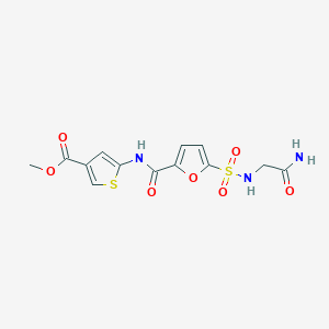 molecular formula C13H13N3O7S2 B7403391 Methyl 5-[[5-[(2-amino-2-oxoethyl)sulfamoyl]furan-2-carbonyl]amino]thiophene-3-carboxylate 