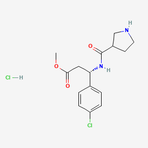 molecular formula C15H20Cl2N2O3 B7403667 methyl (3S)-3-(4-chlorophenyl)-3-(pyrrolidine-3-carbonylamino)propanoate;hydrochloride 