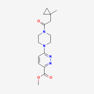 molecular formula C16H22N4O3 B7403672 Methyl 6-[4-[2-(1-methylcyclopropyl)acetyl]piperazin-1-yl]pyridazine-3-carboxylate 