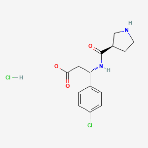 molecular formula C15H20Cl2N2O3 B7403900 methyl (3S)-3-(4-chlorophenyl)-3-[[(3R)-pyrrolidine-3-carbonyl]amino]propanoate;hydrochloride 