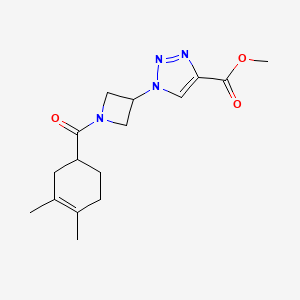 molecular formula C16H22N4O3 B7404261 Methyl 1-[1-(3,4-dimethylcyclohex-3-ene-1-carbonyl)azetidin-3-yl]triazole-4-carboxylate 