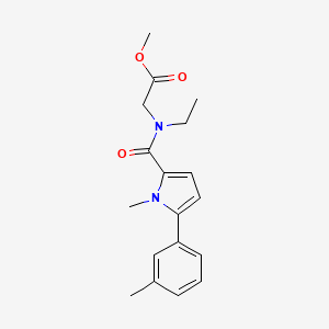 molecular formula C18H22N2O3 B7404290 Methyl 2-[ethyl-[1-methyl-5-(3-methylphenyl)pyrrole-2-carbonyl]amino]acetate 