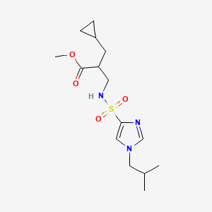 molecular formula C15H25N3O4S B7404296 Methyl 2-(cyclopropylmethyl)-3-[[1-(2-methylpropyl)imidazol-4-yl]sulfonylamino]propanoate 