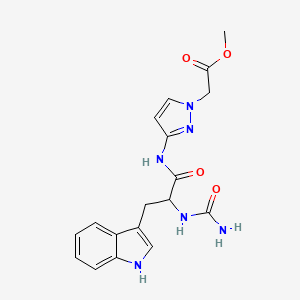 molecular formula C18H20N6O4 B7404413 methyl 2-[3-[[2-(carbamoylamino)-3-(1H-indol-3-yl)propanoyl]amino]pyrazol-1-yl]acetate 