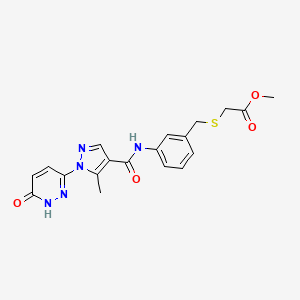 molecular formula C19H19N5O4S B7404422 methyl 2-[[3-[[5-methyl-1-(6-oxo-1H-pyridazin-3-yl)pyrazole-4-carbonyl]amino]phenyl]methylsulfanyl]acetate 