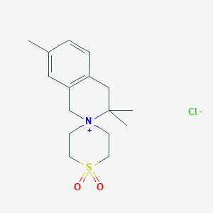 3,3,7-Trimethylspiro[1,4-dihydroisoquinolin-2-ium-2,4'-1,4-thiazinan-4-ium] 1',1'-dioxide;chloride