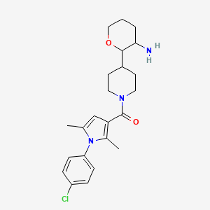 [4-(3-Aminooxan-2-yl)piperidin-1-yl]-[1-(4-chlorophenyl)-2,5-dimethylpyrrol-3-yl]methanone