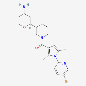 [3-(4-Aminooxan-2-yl)piperidin-1-yl]-[1-(5-bromopyridin-2-yl)-2,5-dimethylpyrrol-3-yl]methanone