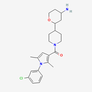 [4-(4-Aminooxan-2-yl)piperidin-1-yl]-[1-(3-chlorophenyl)-2,5-dimethylpyrrol-3-yl]methanone