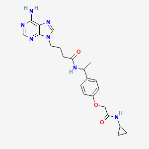 4-(6-aminopurin-9-yl)-N-[1-[4-[2-(cyclopropylamino)-2-oxoethoxy]phenyl]ethyl]butanamide