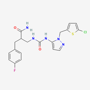 2-[[[2-[(5-Chlorothiophen-2-yl)methyl]pyrazol-3-yl]carbamoylamino]methyl]-3-(4-fluorophenyl)propanamide