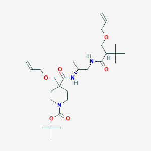 tert-butyl 4-[[(2R)-1-[[3,3-dimethyl-2-(prop-2-enoxymethyl)butanoyl]amino]propan-2-yl]carbamoyl]-4-(prop-2-enoxymethyl)piperidine-1-carboxylate