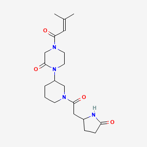 4-(3-Methylbut-2-enoyl)-1-[1-[2-(5-oxopyrrolidin-2-yl)acetyl]piperidin-3-yl]piperazin-2-one