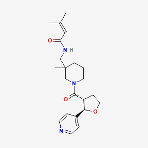 3-methyl-N-[[3-methyl-1-[(2R,3R)-2-pyridin-4-yloxolane-3-carbonyl]piperidin-3-yl]methyl]but-2-enamide